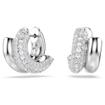 Dextera hoop earrings Round cut, Mini, White, Rhodium plated